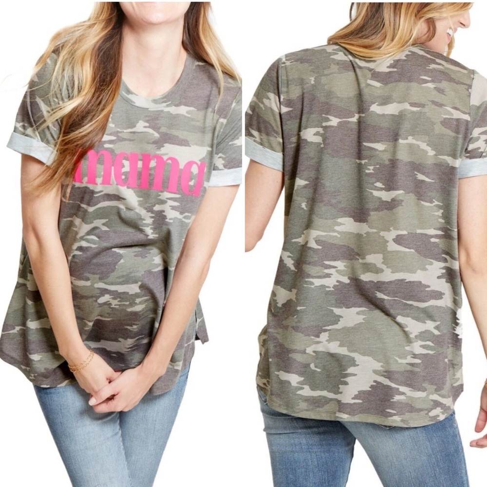 Ingrid & Isabel Printed Mama Tee Green Camo Print